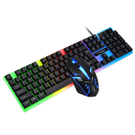 TWolf Rainbow Backlit Game Keyboard and Mouse set TF230 XD21