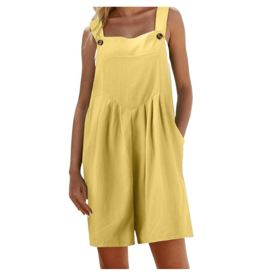 Casual Sleeveless Pinafore Jumpsuit - Overall Romper