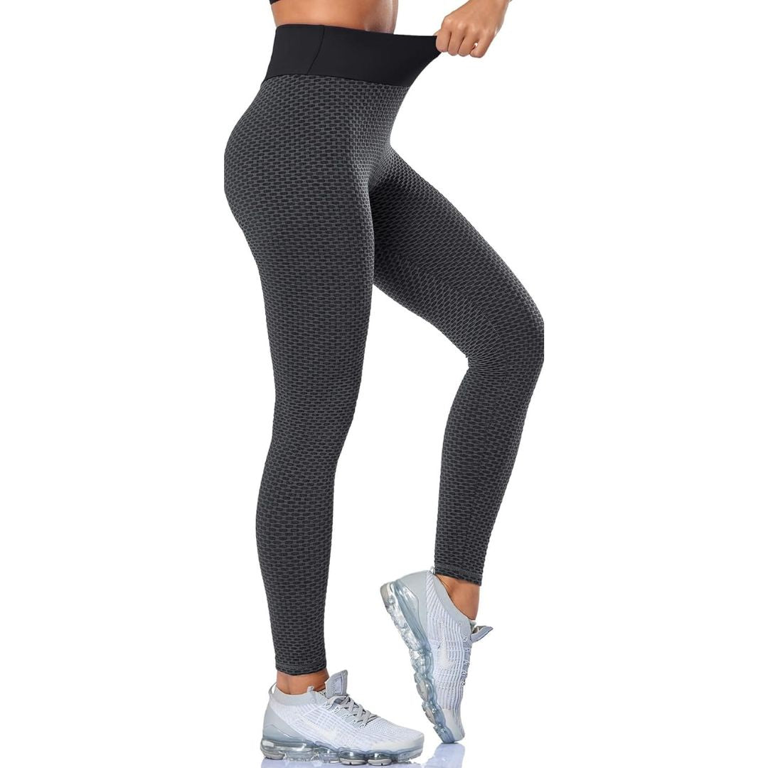 Sporty Honeycomb High-Waisted Stretchy Leggings