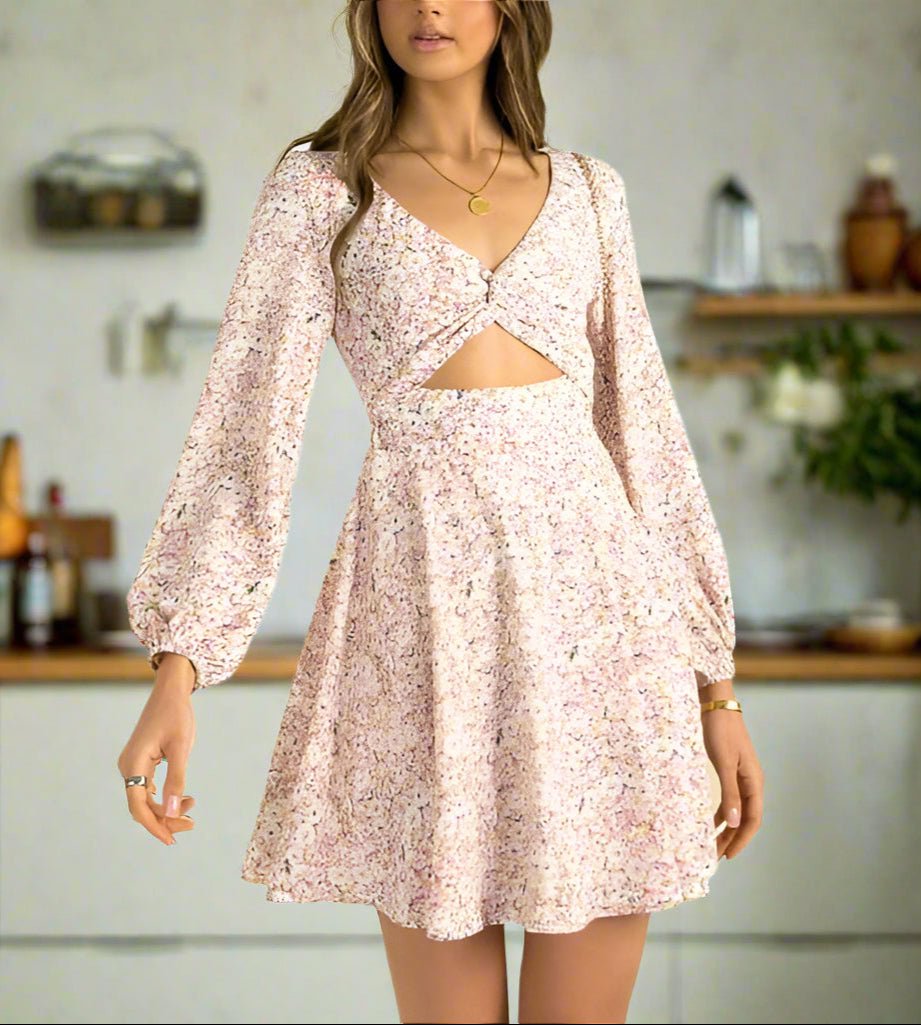 Floral Cutout Mini Dress - Chic & Feminine Look
