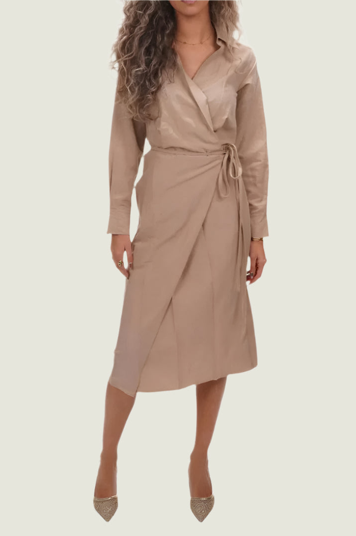 Flattering Wrap Style Shirt Dress