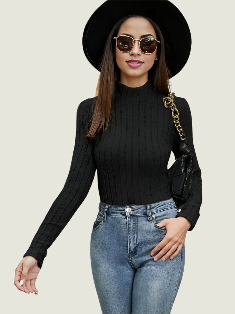 Elegant Ribbed Turtleneck Top