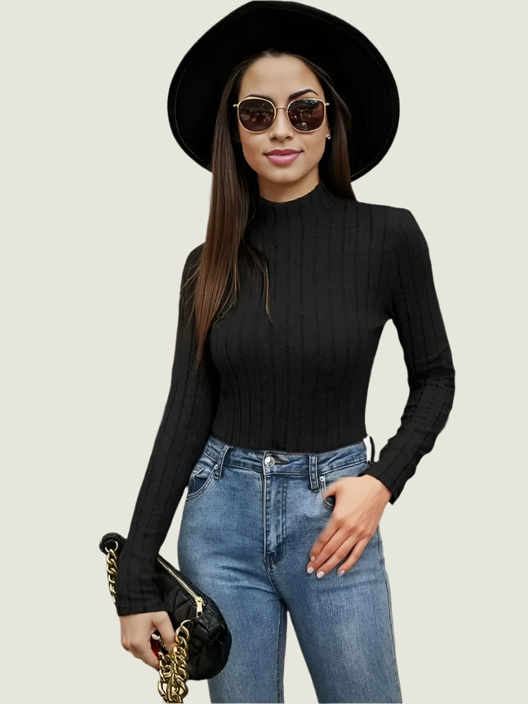 Elegant Ribbed Turtleneck Top