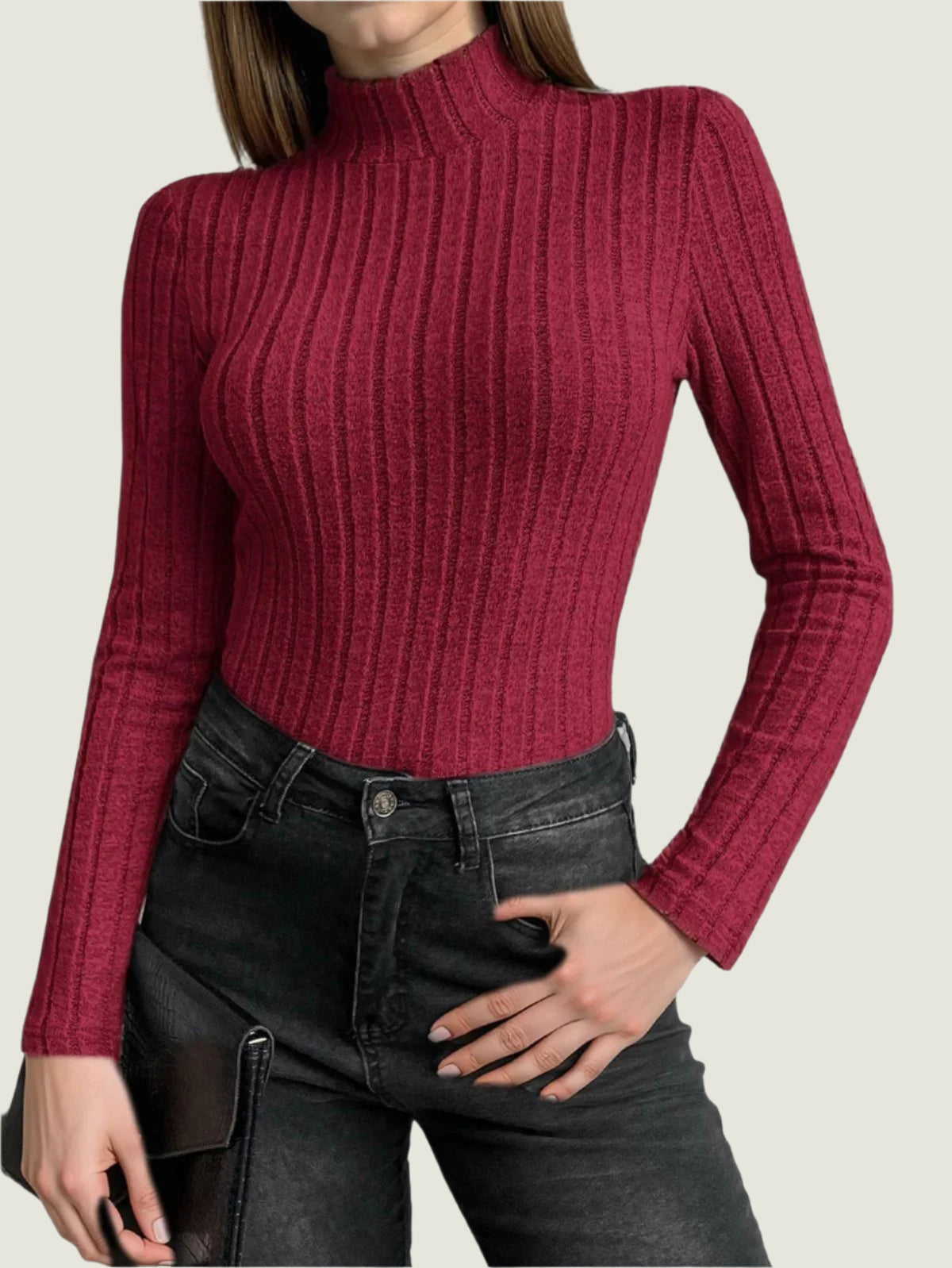 Elegant Ribbed Turtleneck Top