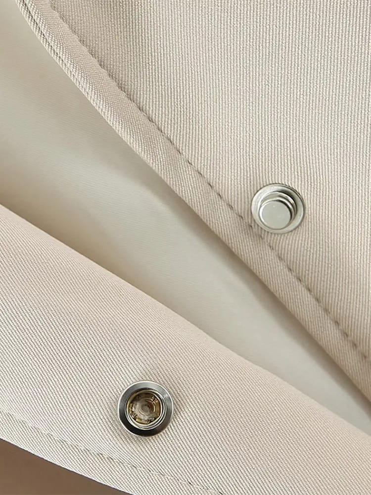 Elegant Beige Belted Hooded Coat Curve – Modern Chic Lightweight Jacket