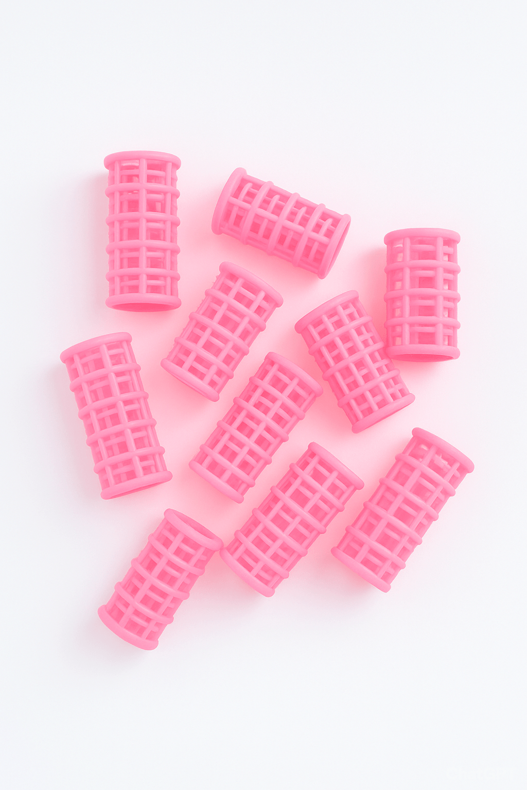 8pc Pink Hair Rollers - Heat-Free Curling Set for Voluminous Hair