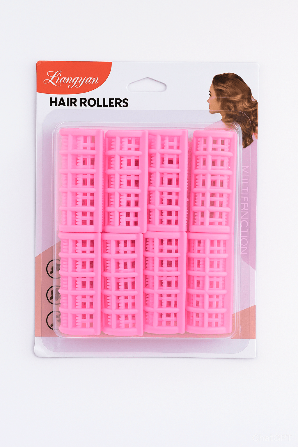 8pc Pink Hair Rollers - Heat-Free Curling Set for Voluminous Hair