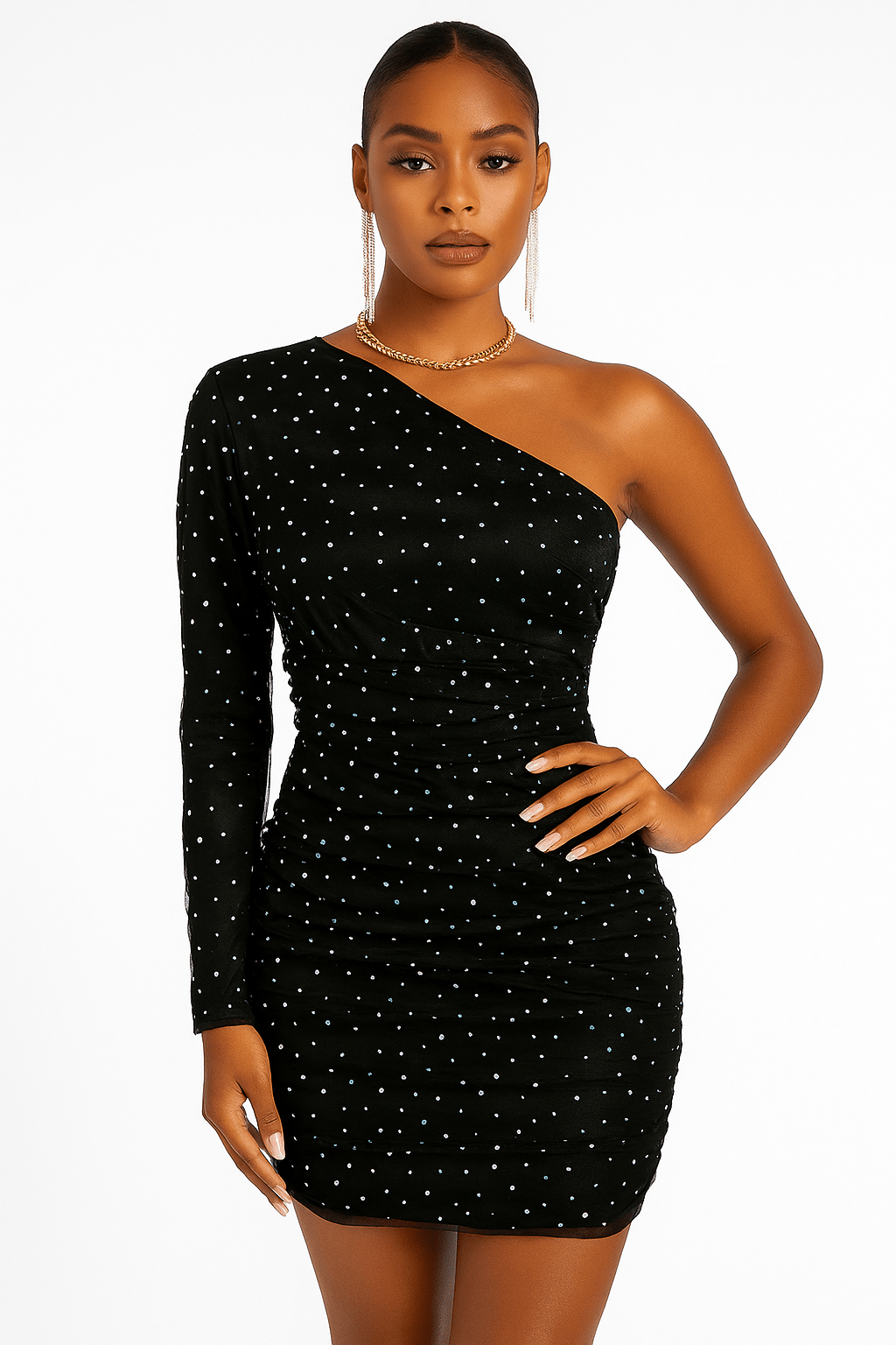 One-Shoulder Glitter Mini Dress – Party & Night Out