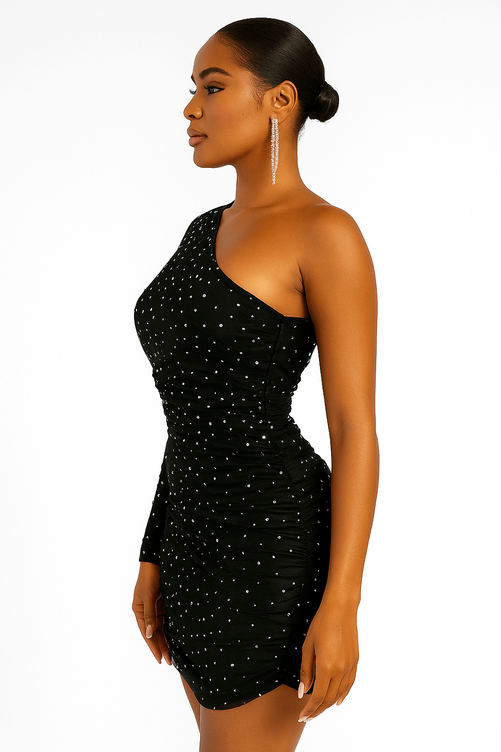 One-Shoulder Glitter Mini Dress – Party & Night Out