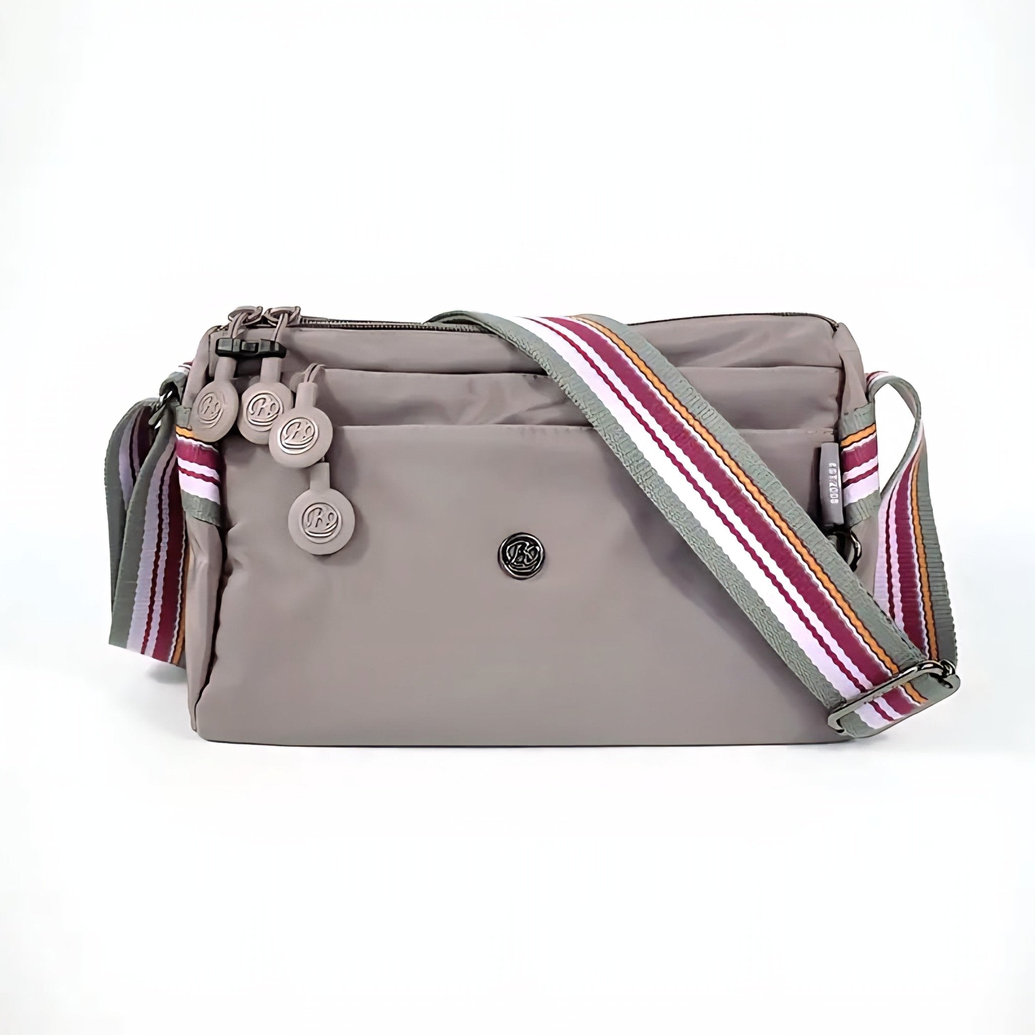 Multi-Pocket Nylon Crossbody Bag with Adjustable Random Strap - 9203