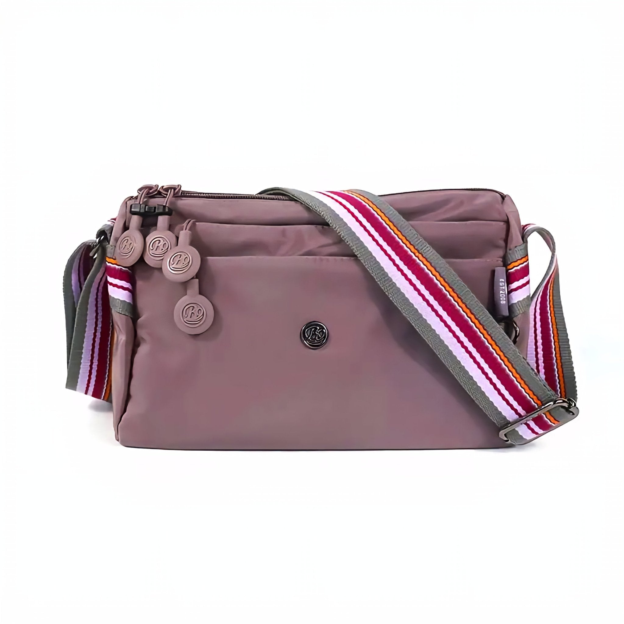 Multi-Pocket Nylon Crossbody Bag with Adjustable Random Strap - 9203