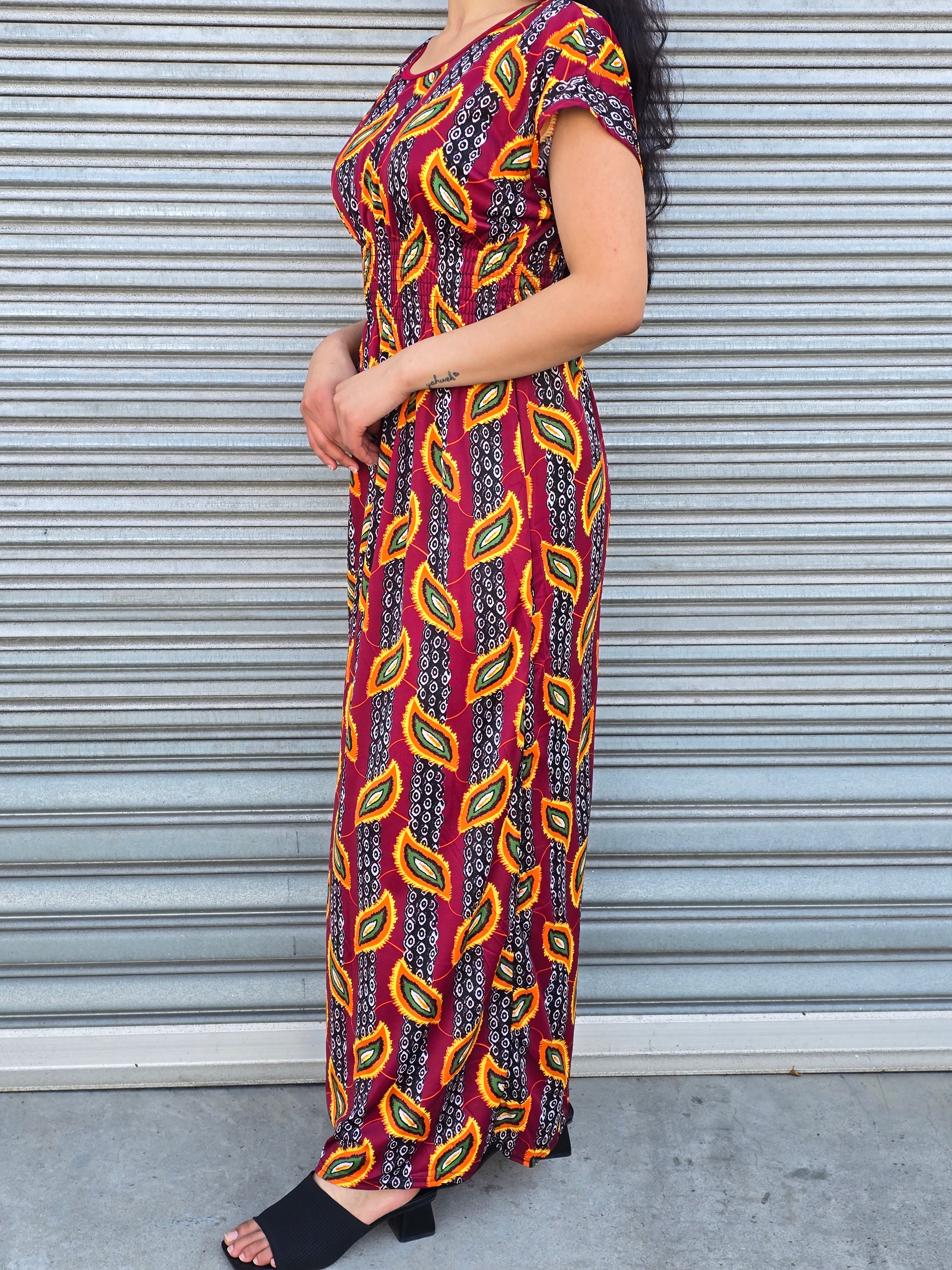 Feather pattern maxi dress