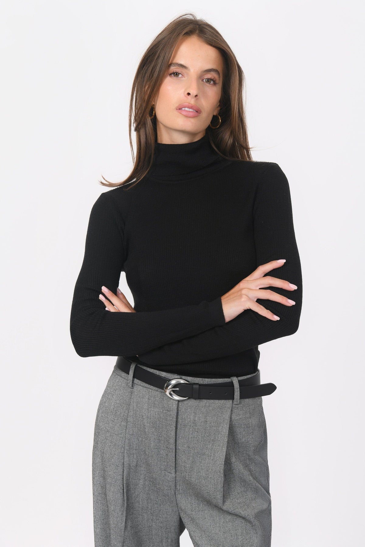 Women's Long-Sleeve Ribbed Turtleneck Sweater – Cozy & Stylish