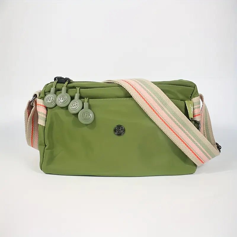 Multi-Pocket Nylon Crossbody Bag with Adjustable Random Strap - 9203