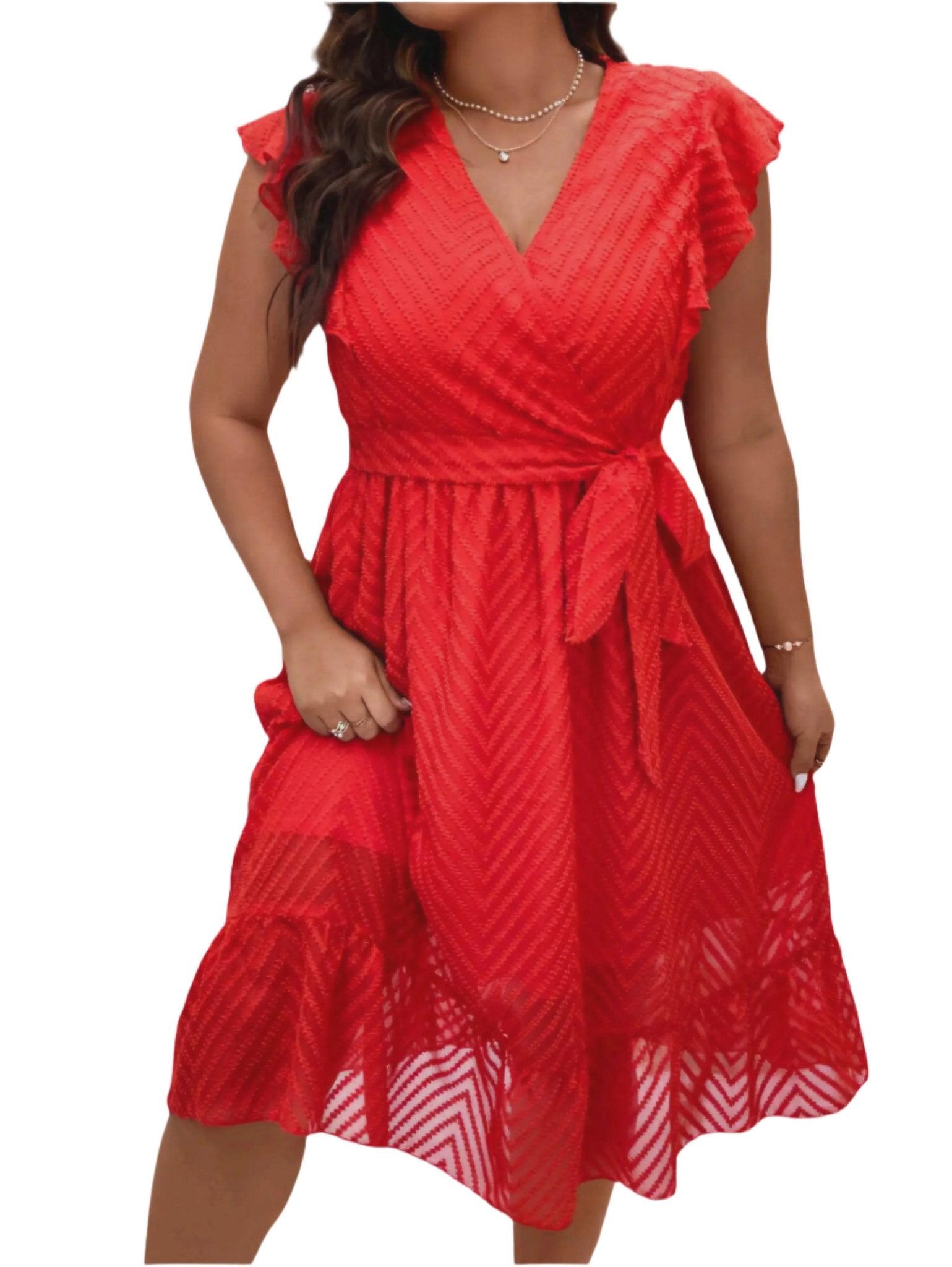 Elegant Plus Size Ruffled Maxi Dress - Flowy V-Neck Wrap Style