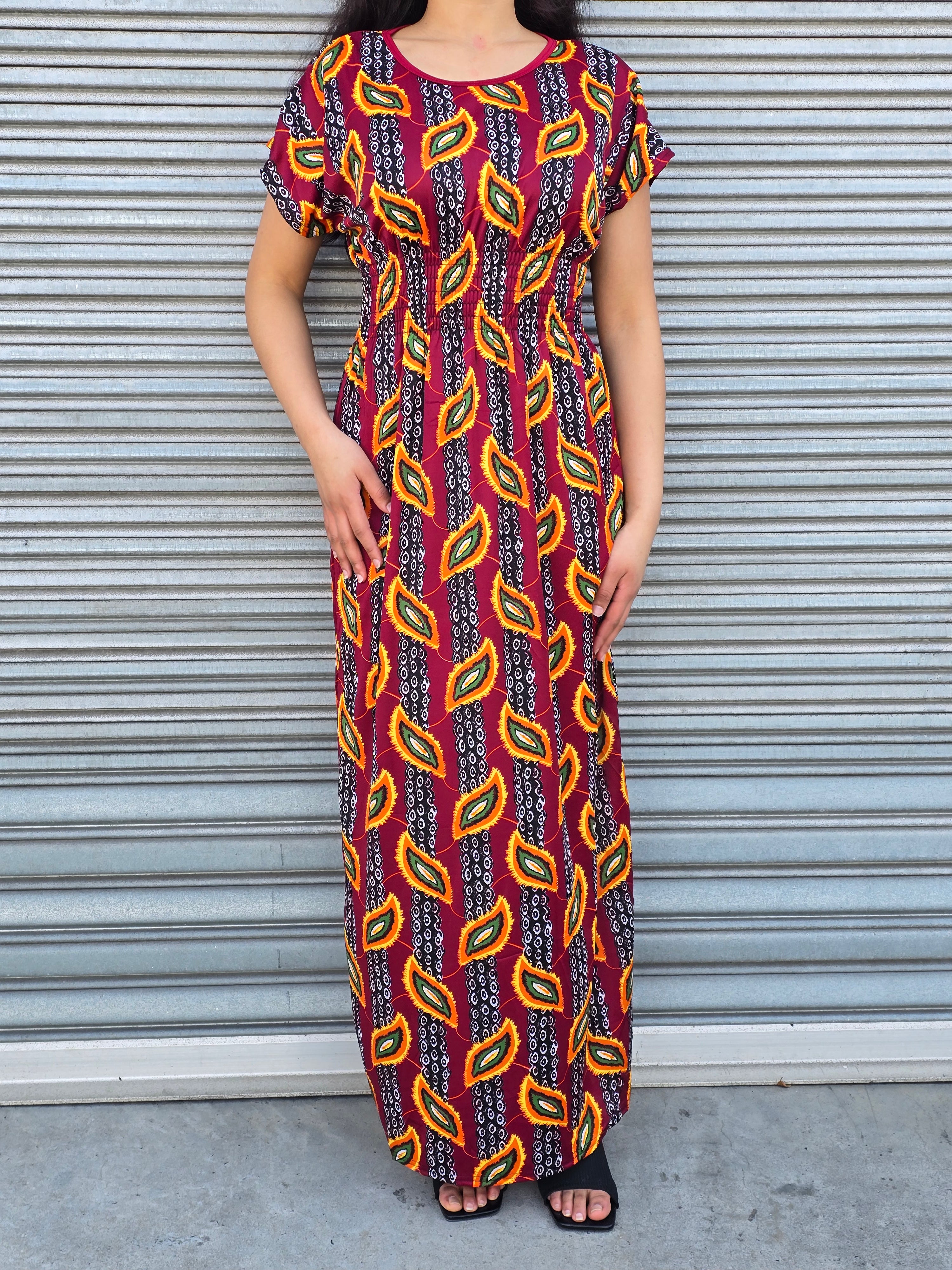 Feather pattern maxi dress