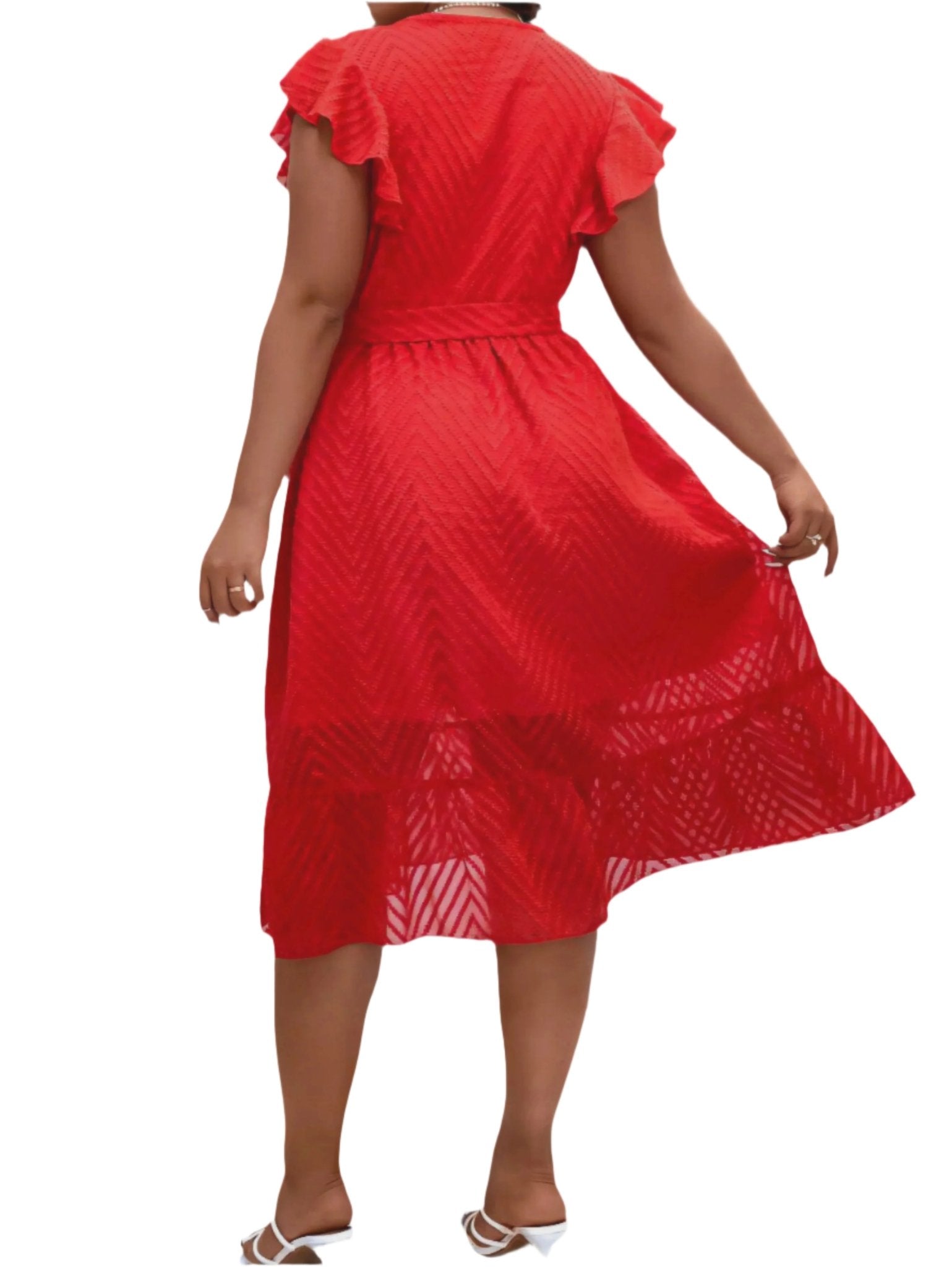 Elegant Plus Size Ruffled Maxi Dress - Flowy V-Neck Wrap Style