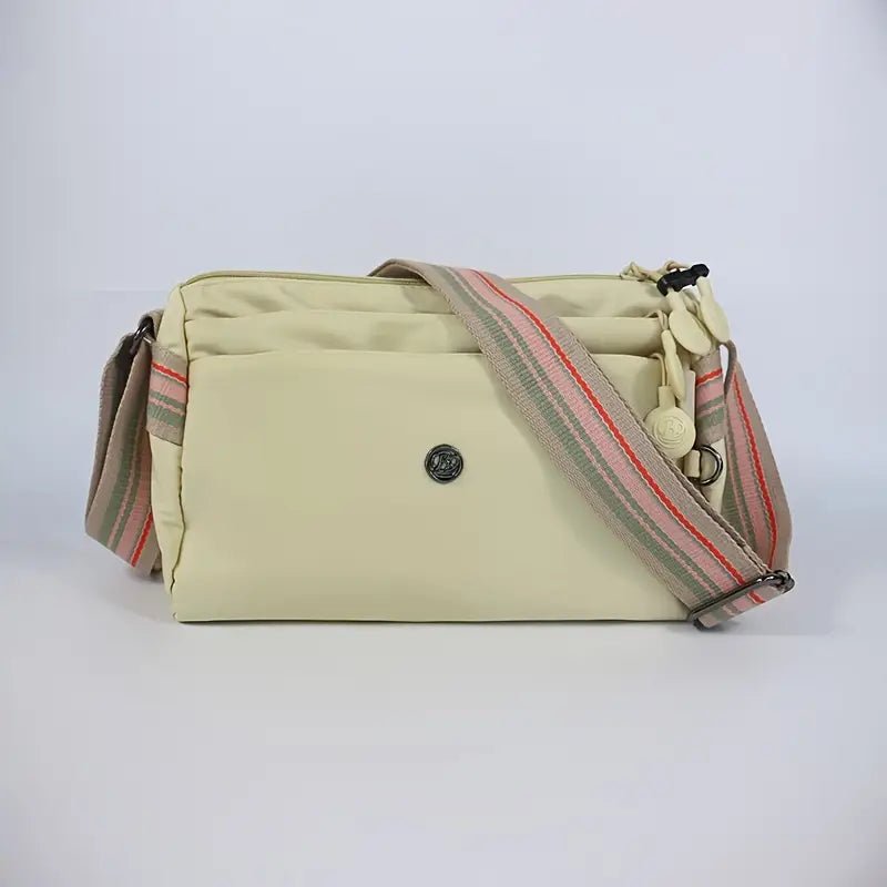 Multi-Pocket Nylon Crossbody Bag with Adjustable Random Strap - 9203