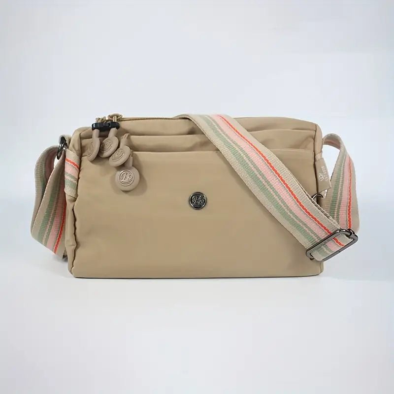 Multi-Pocket Nylon Crossbody Bag with Adjustable Random Strap - 9203