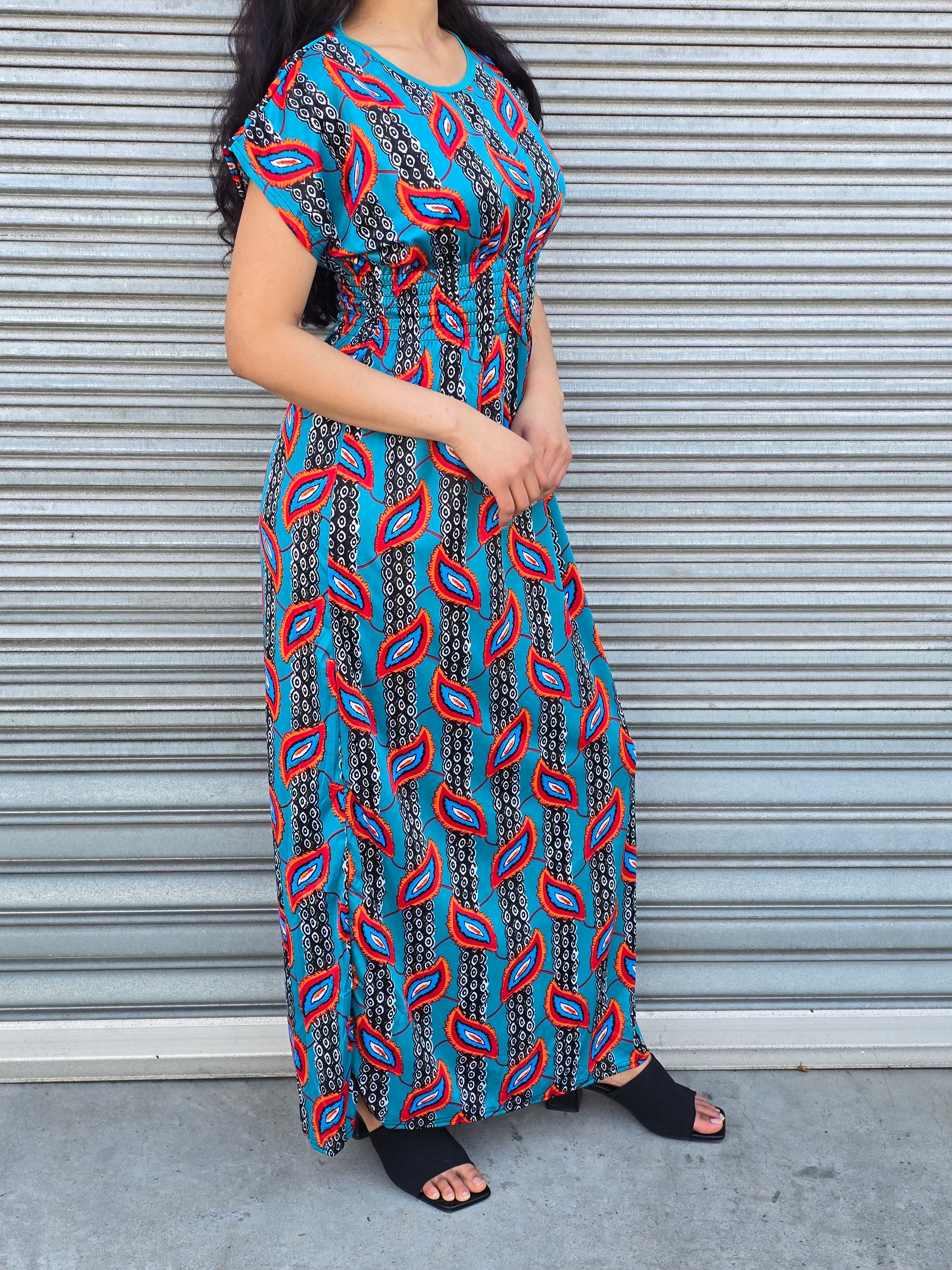 Feather pattern maxi dress