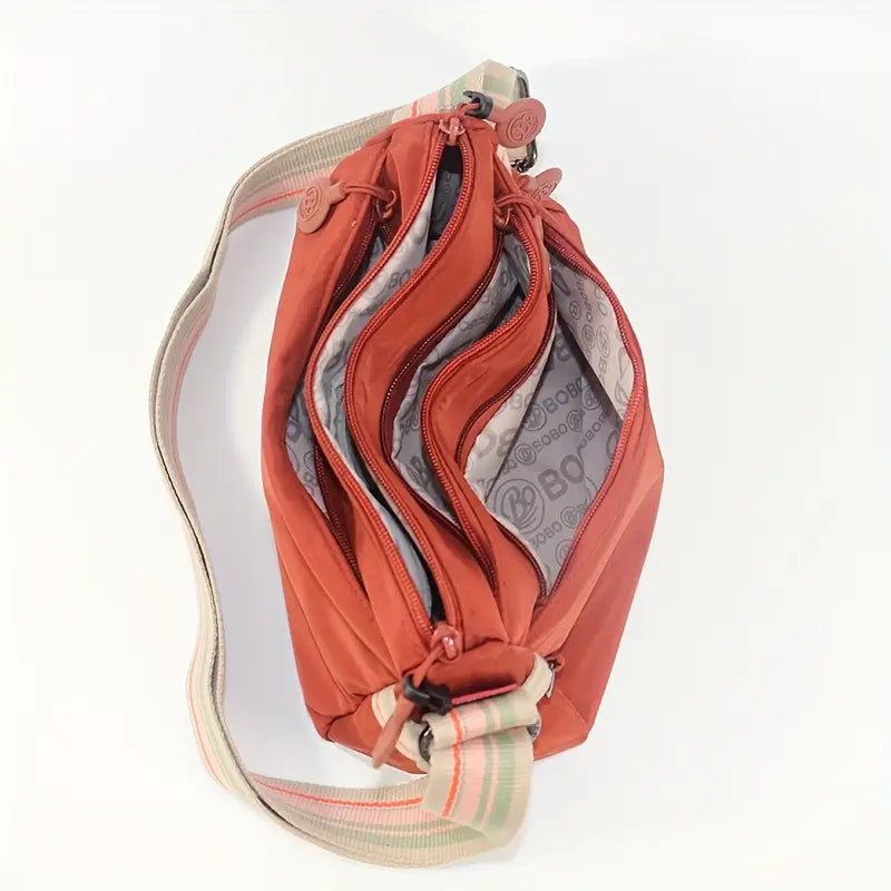 Multi-Pocket Nylon Crossbody Bag with Adjustable Random Strap - 9203