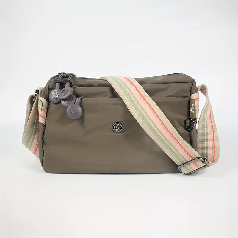 Multi-Pocket Nylon Crossbody Bag with Adjustable Random Strap - 9203