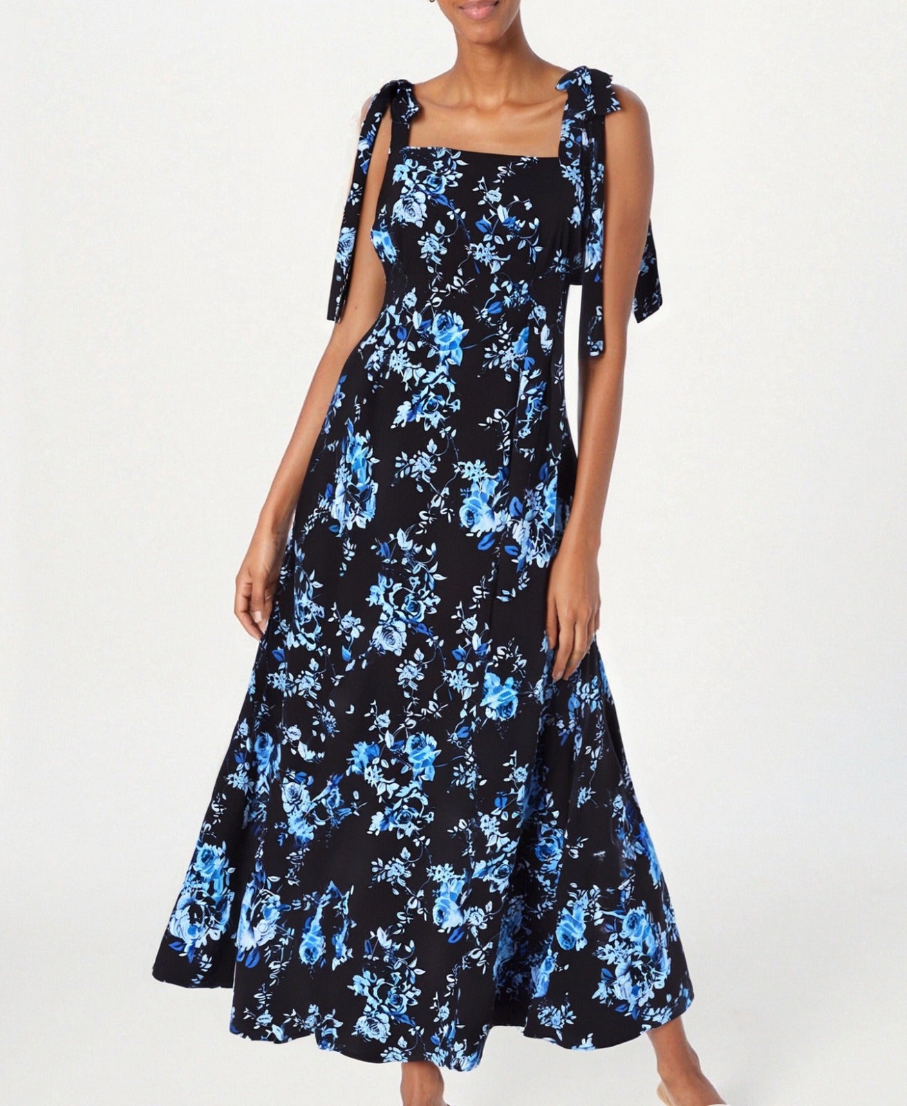 Tie Strap Floral Midi Dress