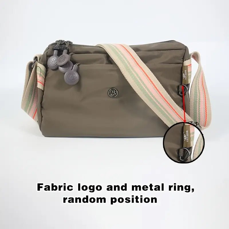 Multi-Pocket Nylon Crossbody Bag with Adjustable Random Strap - 9203