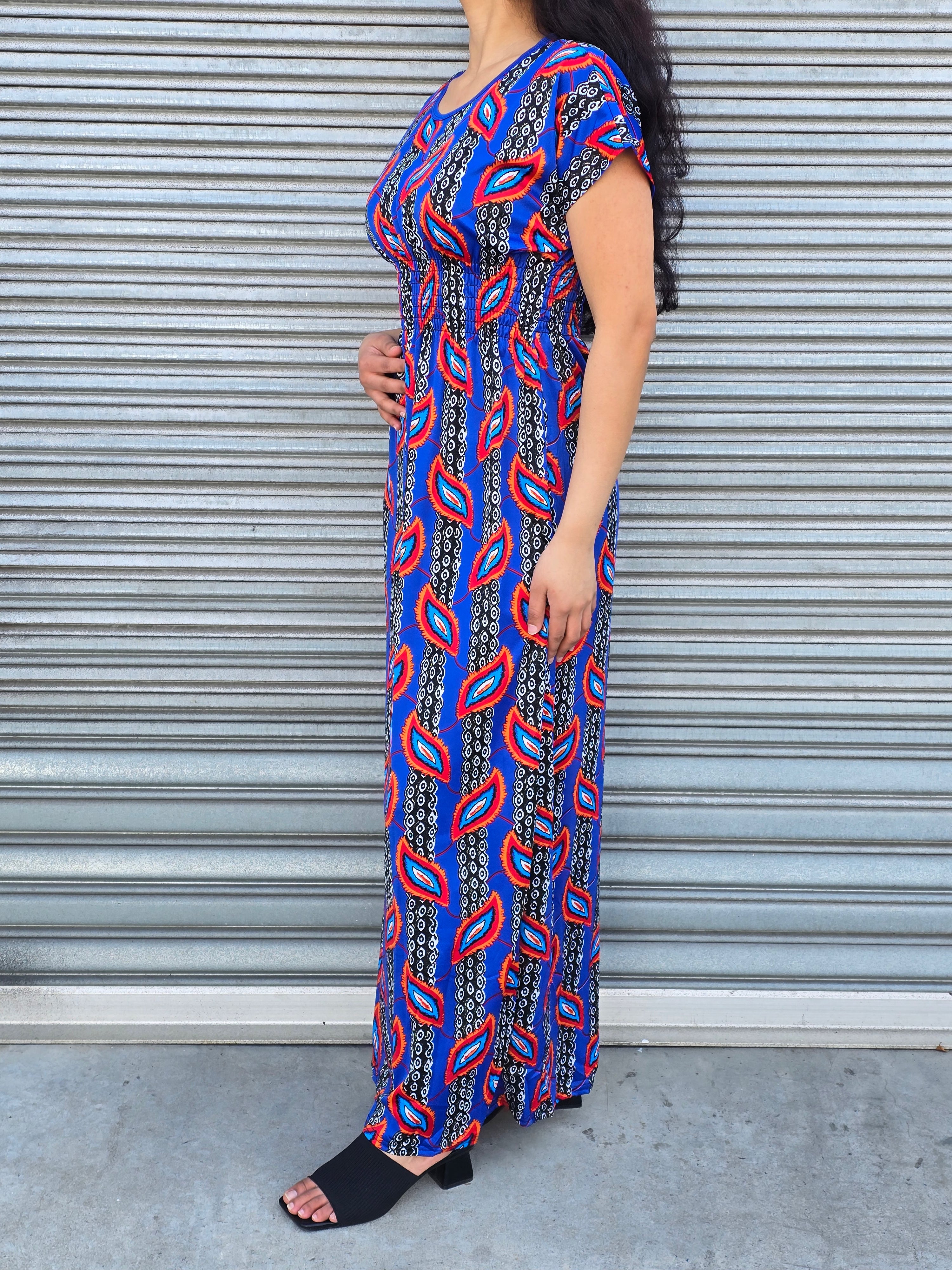 Feather pattern maxi dress