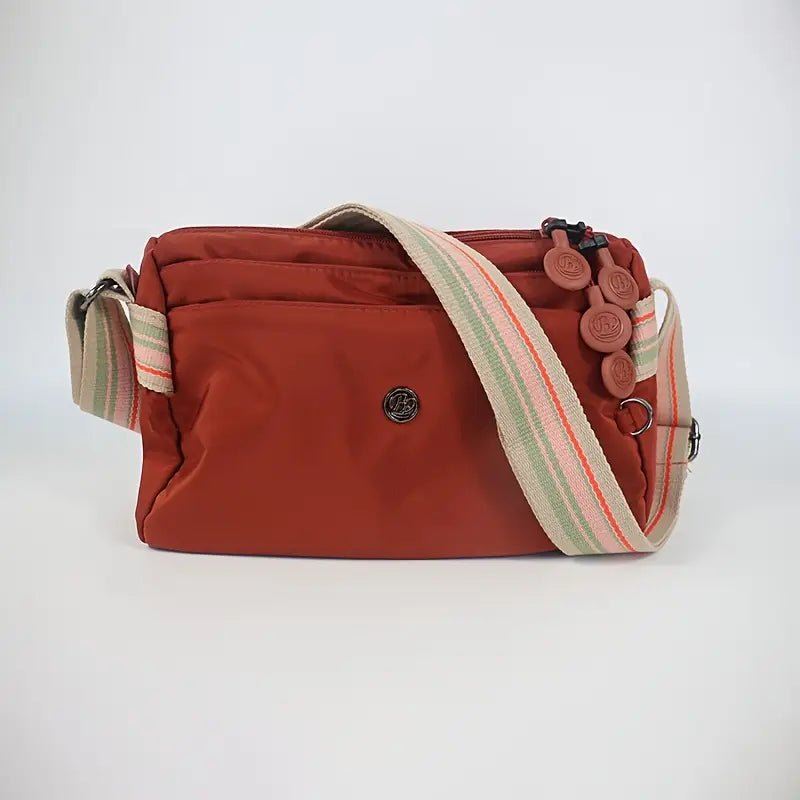 Multi-Pocket Nylon Crossbody Bag with Adjustable Random Strap - 9203