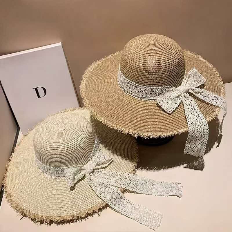 Wide Brim Straw Sun Hat with Bow – Summer Beach Hat