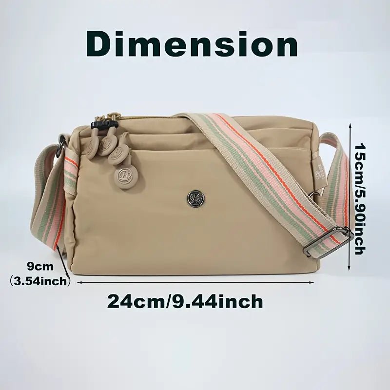 Multi-Pocket Nylon Crossbody Bag with Adjustable Random Strap - 9203