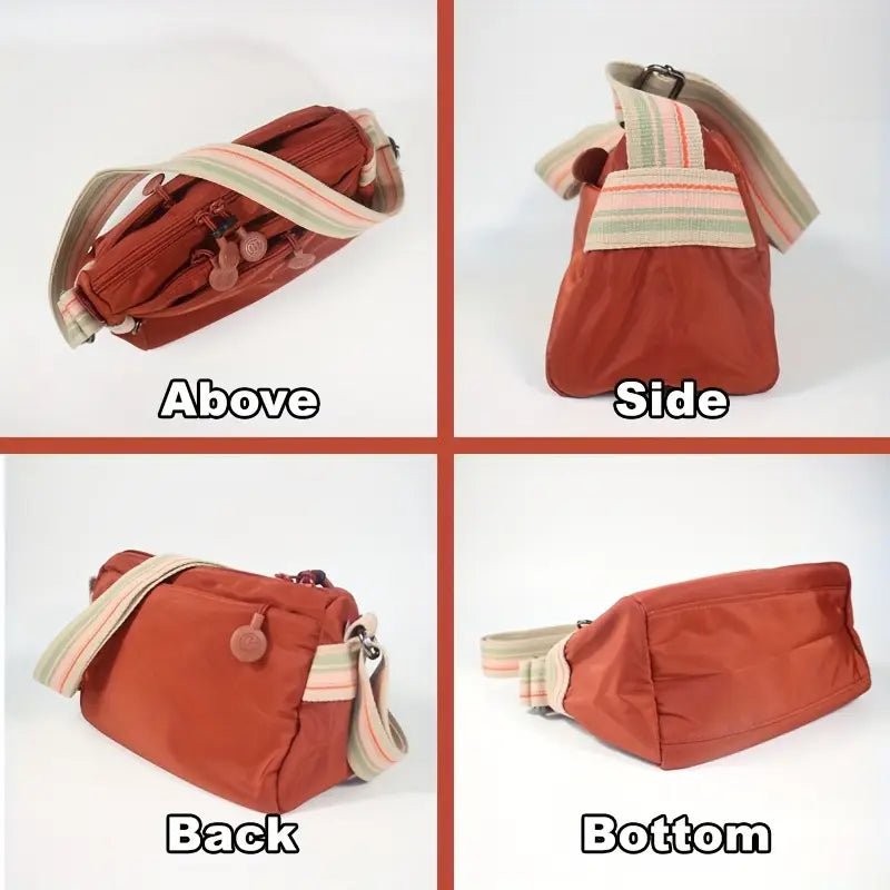 Multi-Pocket Nylon Crossbody Bag with Adjustable Random Strap - 9203