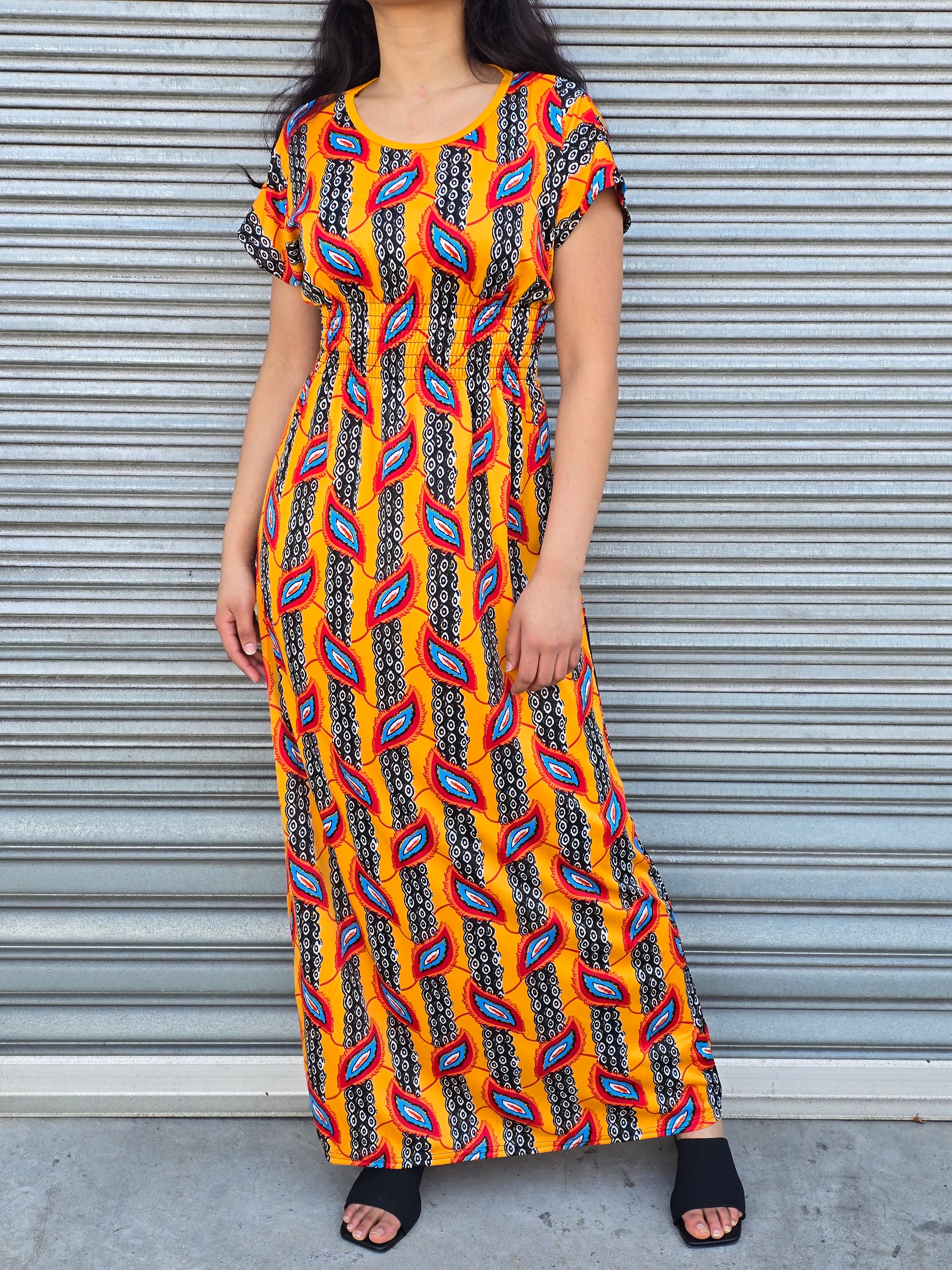Feather pattern maxi dress