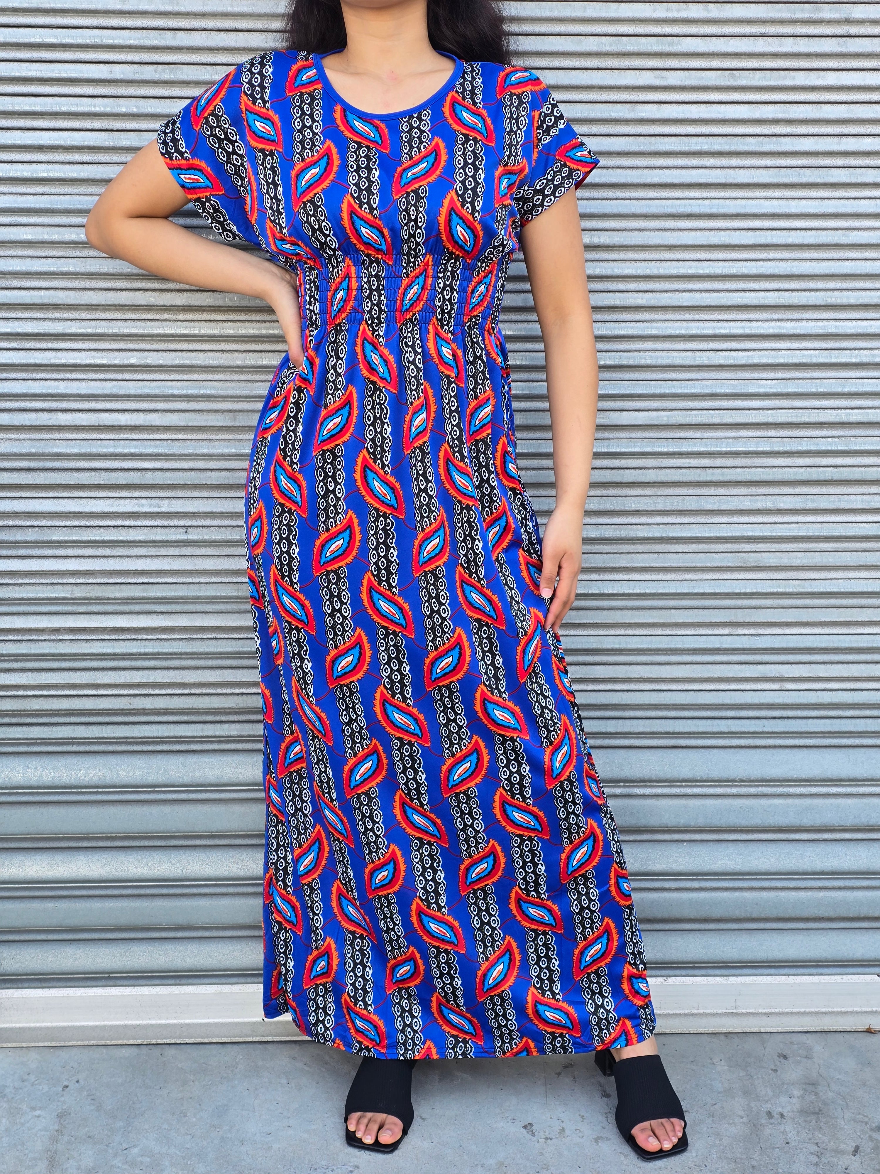 Feather pattern maxi dress