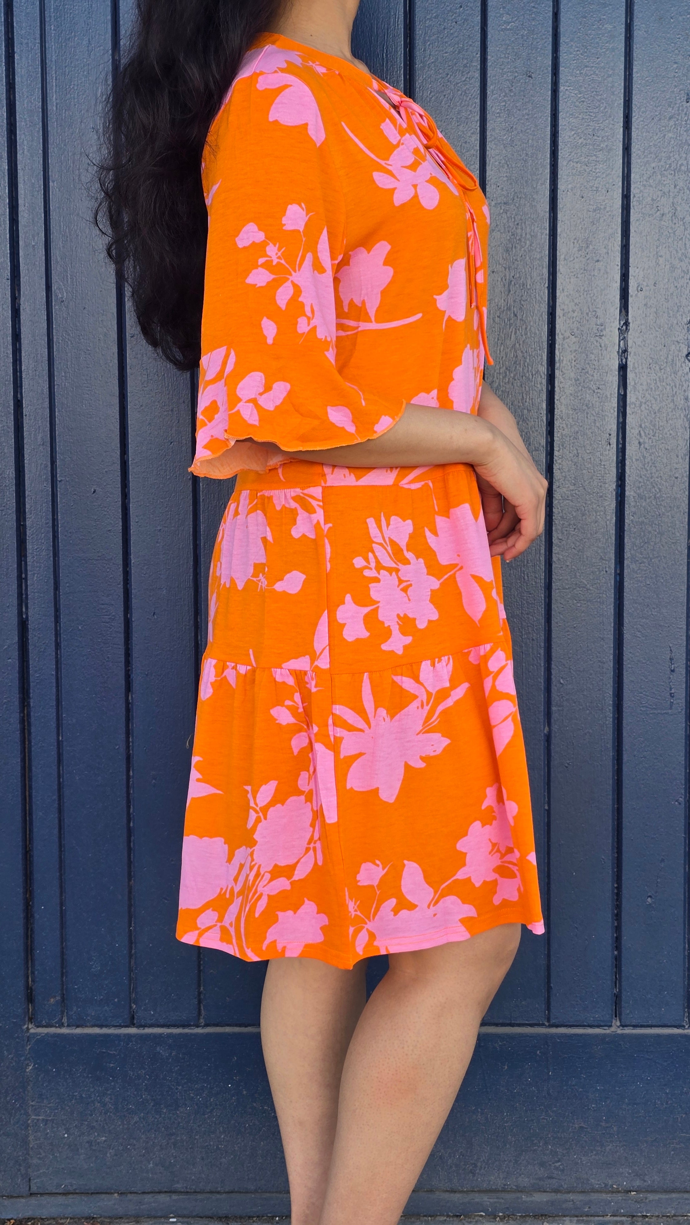 Bright Floral Tier Mini Dress