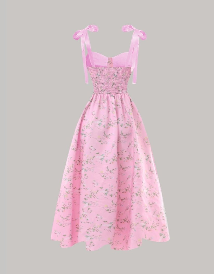 Floral Tie-Strap Maxi Dress – Sweetheart Neck Summer Style