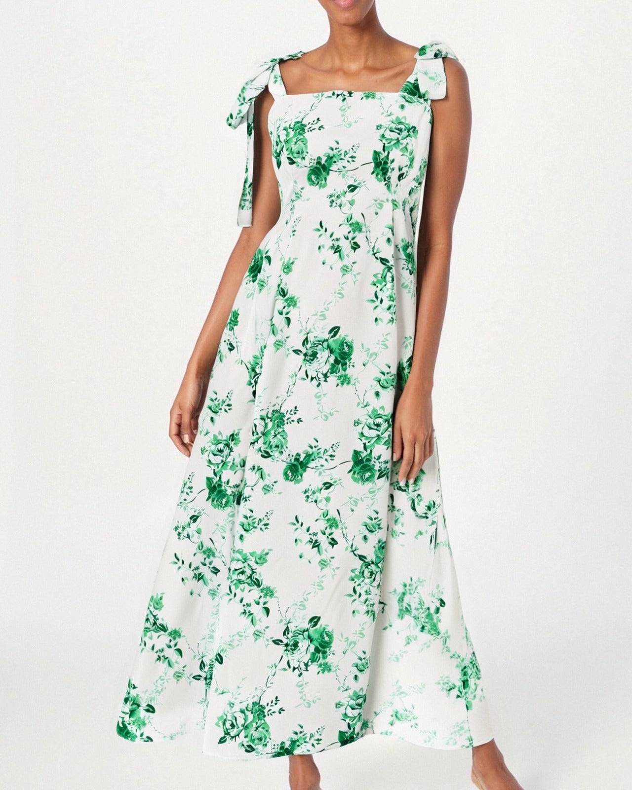 Tie Strap Floral Midi Dress