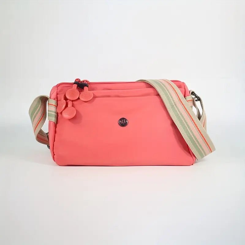 Multi-Pocket Nylon Crossbody Bag with Adjustable Random Strap - 9203
