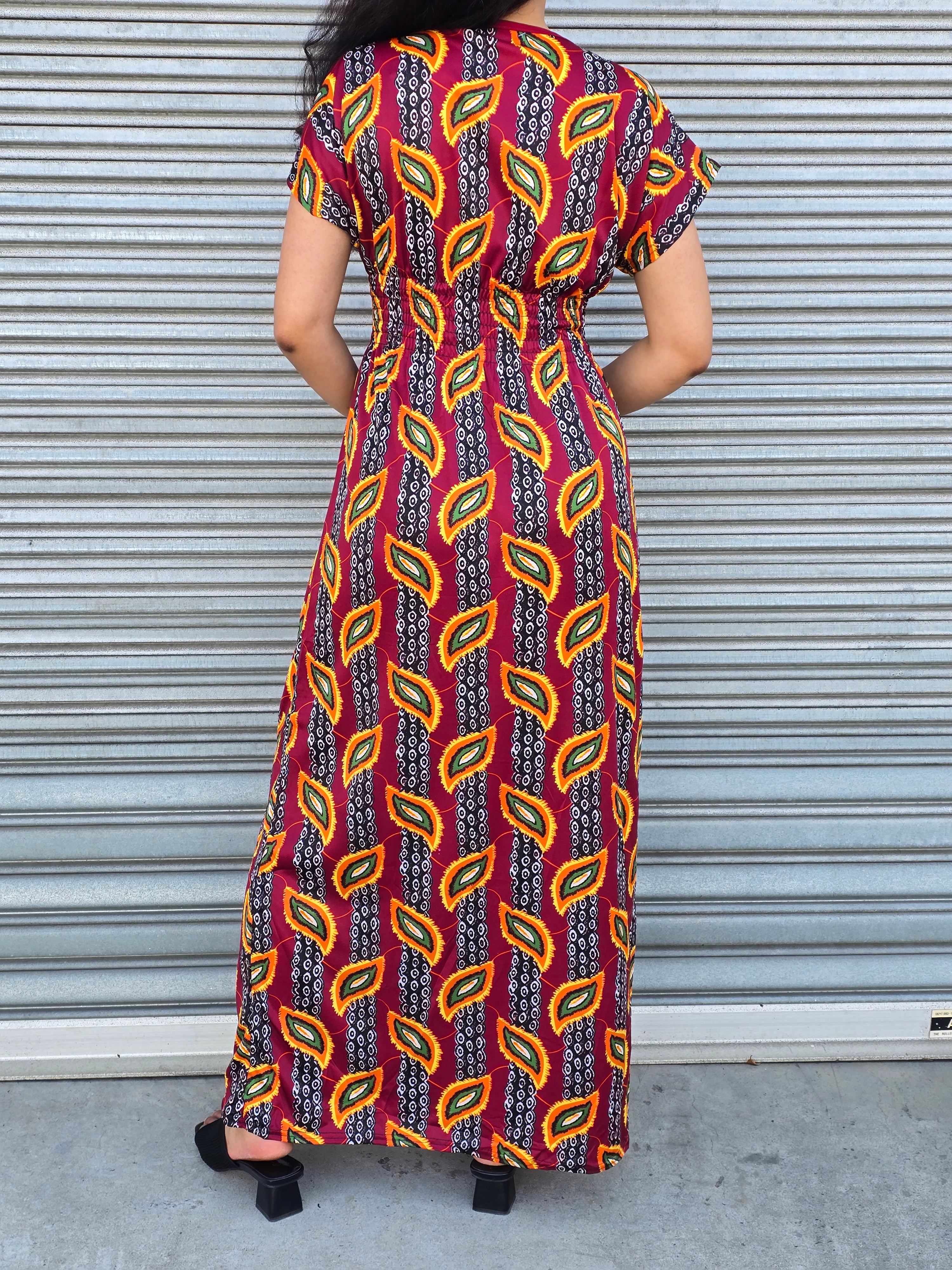 Feather pattern maxi dress