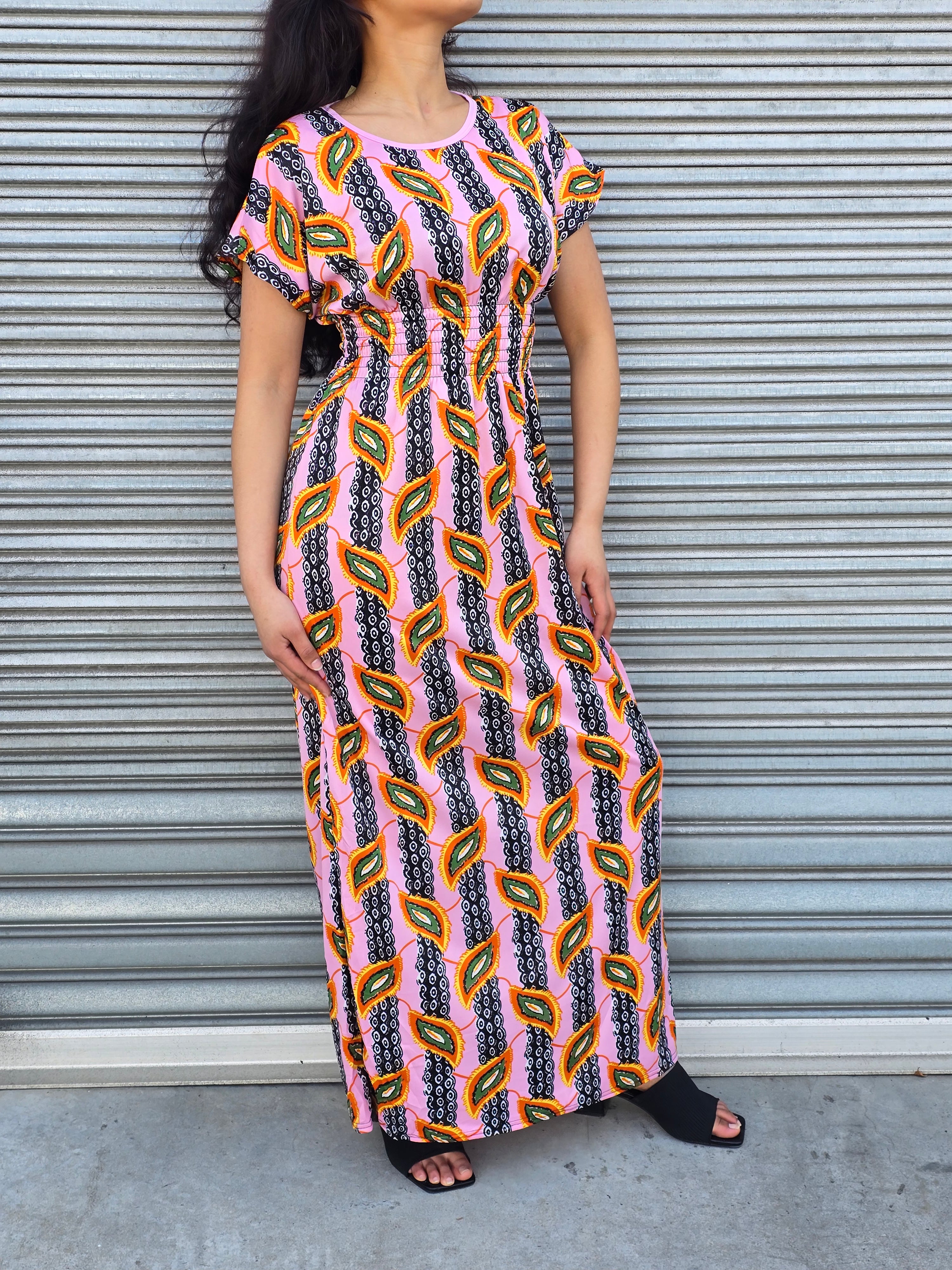 Feather pattern maxi dress
