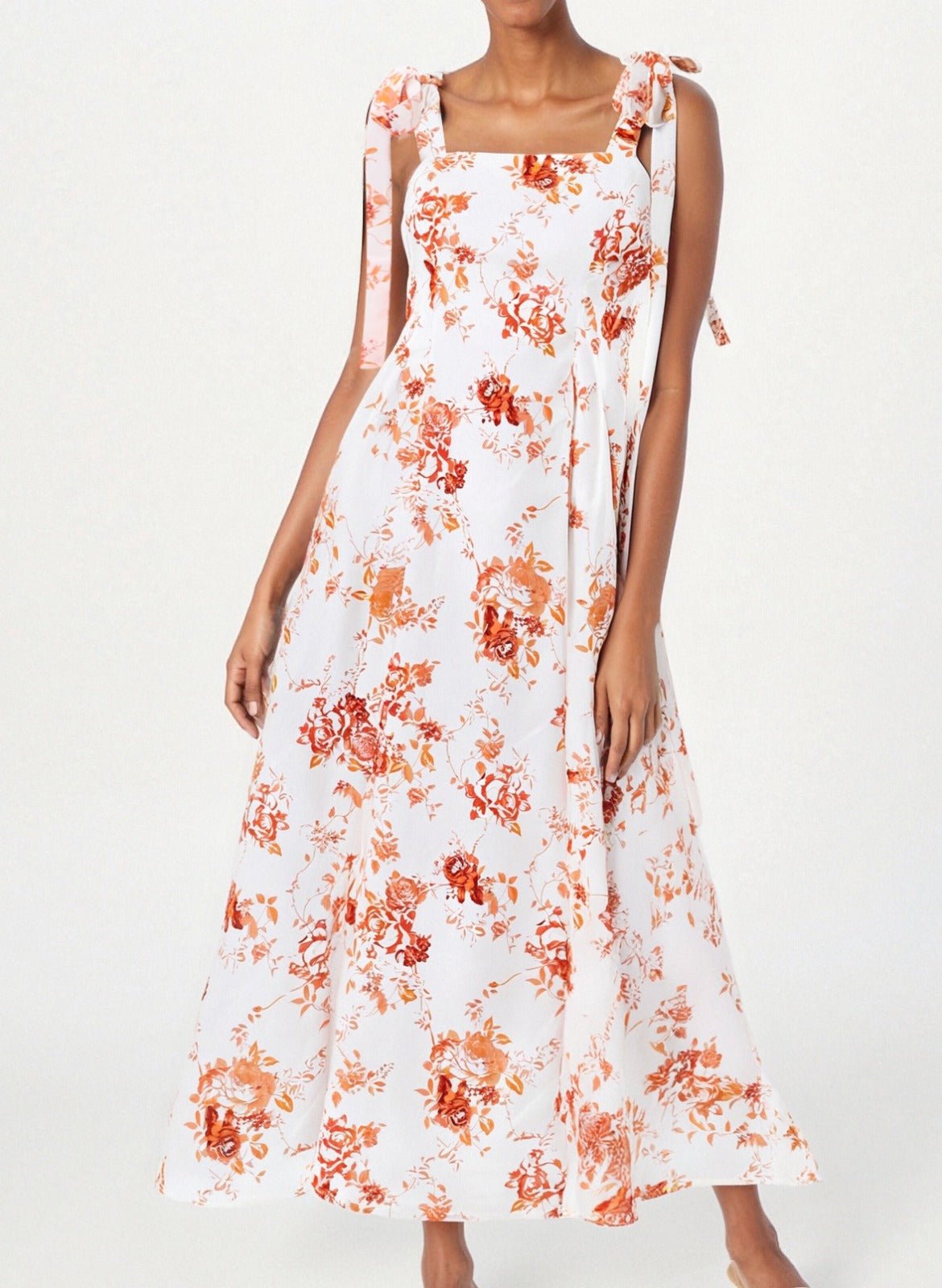 Tie Strap Floral Midi Dress