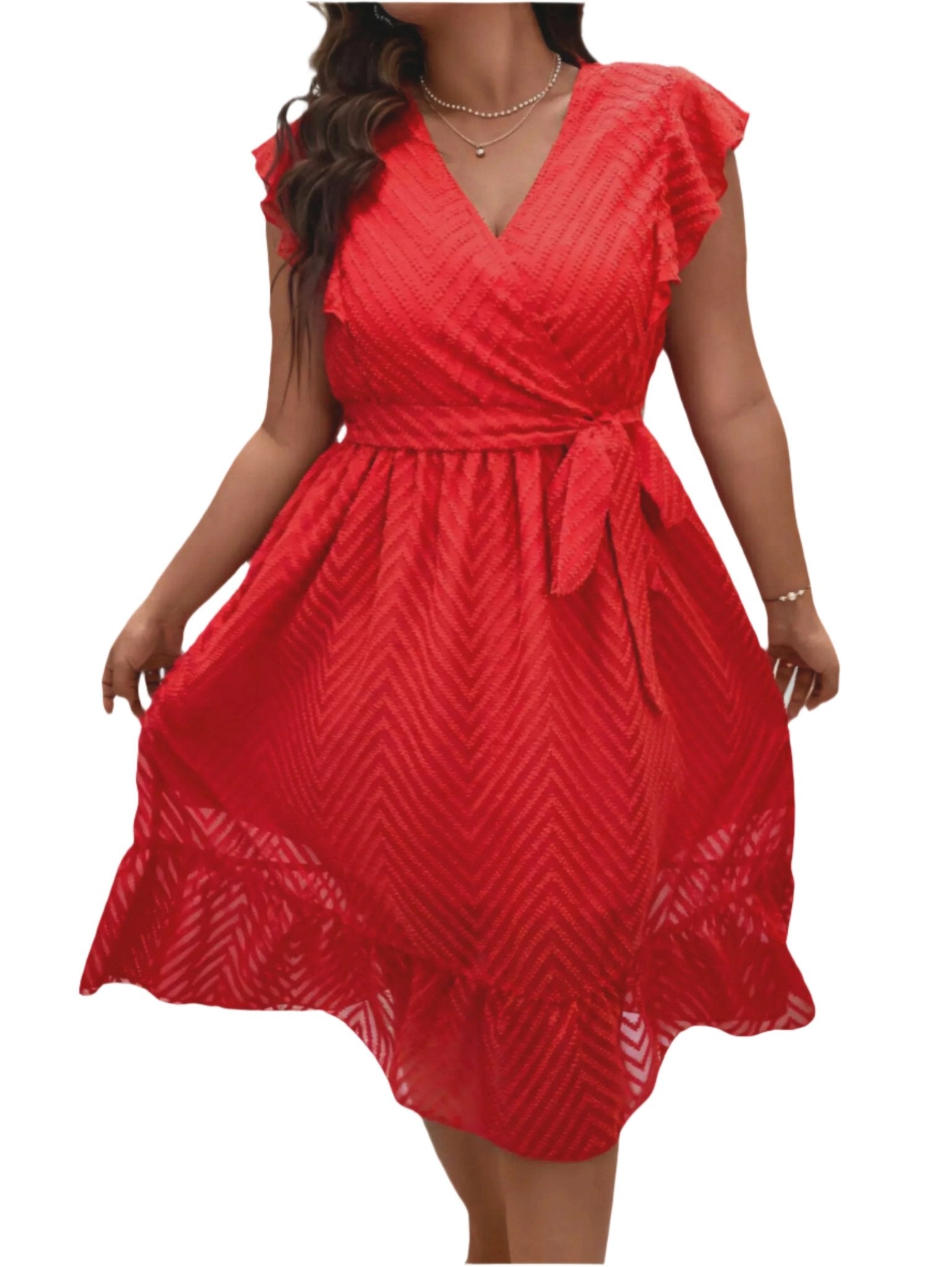 Elegant Plus Size Ruffled Maxi Dress - Flowy V-Neck Wrap Style