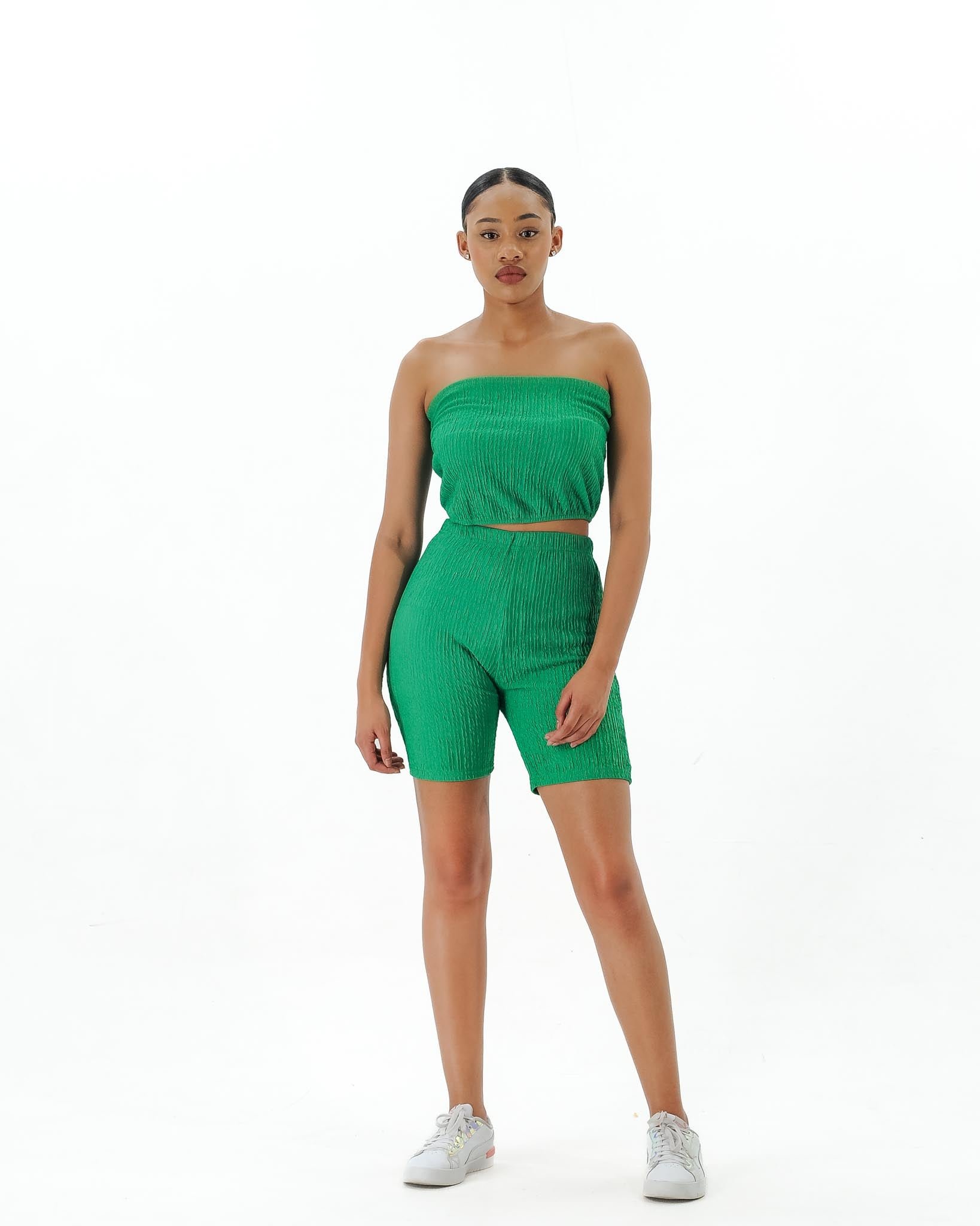 Tube Top and Short Leggings 2PC Set - Perfect for Casual & Active Wear