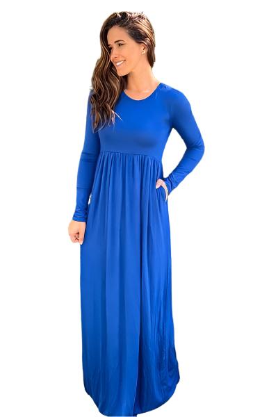 Long Sleeve Round Neck Maxi Dress
