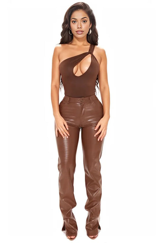 One Shoulder Strap Hollow Bodysuit
