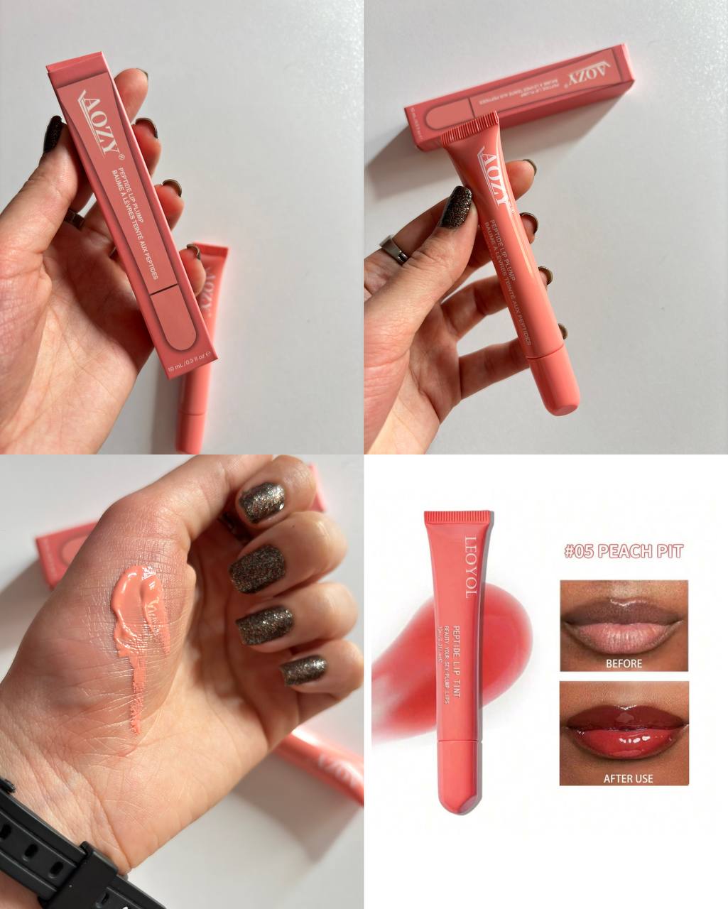 AOZY Peptide Lip Plump –  Glossy Tinted Lip Enhancer (1pc)
