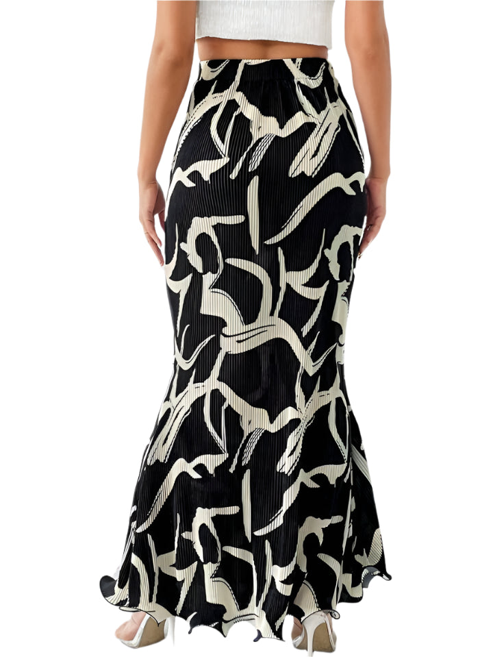 Abstract Print Maxi Skirt 
