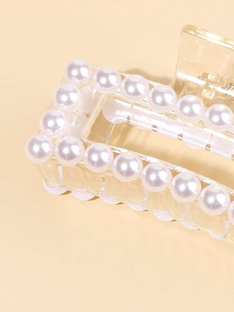 Elegant Faux Pearl Hair Grip Claw 1pc