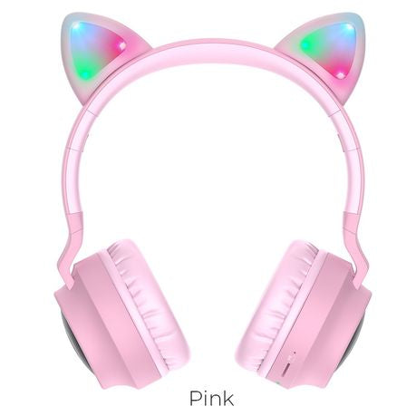 HOCO W27 Wireless Headphones Cat Ear Pink